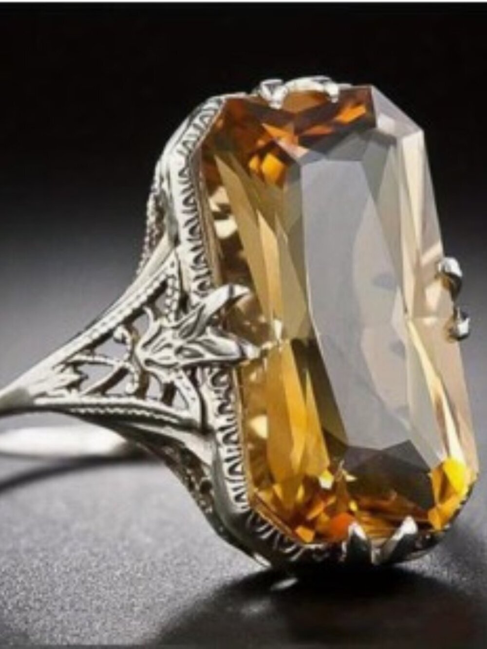 Mosaic Topaz Floral Fashion Copper Ring Size 12.5 - Picture 2 of 6